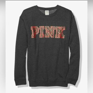 Victoria's Secret Pink EVERYDAY LOUNGE CAMPUS CREW PULLOVER Fleece SWEATSHIRT M